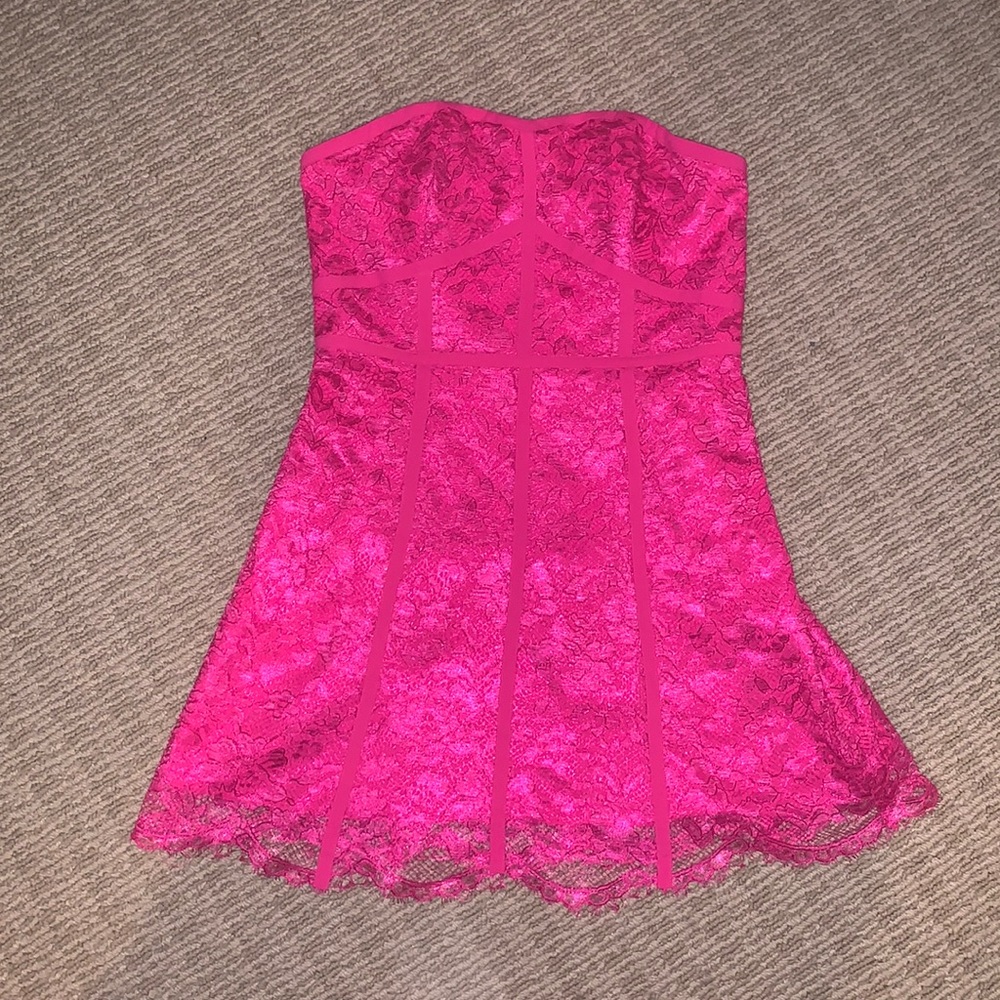 NBDxNAVEN hot pink strapless dress